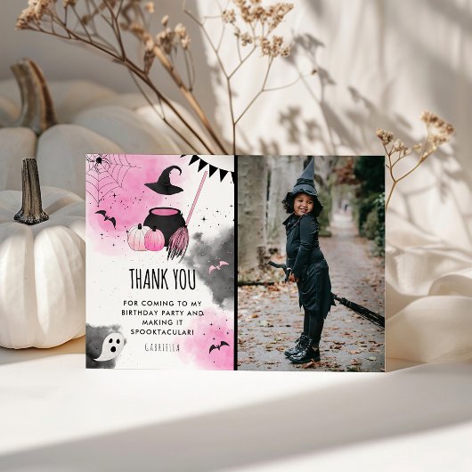 Carte De Remerciements Jolies Filles Spooktacular Anniversaire de Hallowe