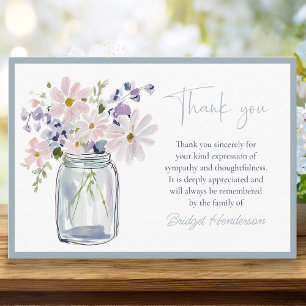 Carte De Remerciements Jolies fleurs d'aquarelle dans un pot Mason enterr
