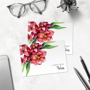 Carte De Remerciements Jolies fleurs d'aquarelle rouge