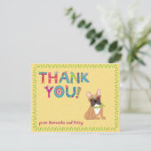 Carte De Remerciements Jolies lettres florales de Bulldog français (Debout devant)