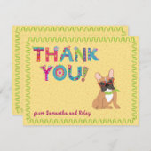 Carte De Remerciements Jolies lettres florales de Bulldog français (Devant / Derrière)