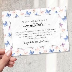 Carte De Remerciements Jolies papillons Lilac Blue Sympathy Funérailles