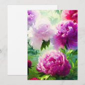 Carte De Remerciements Jolies Peonies (Devant / Derrière)