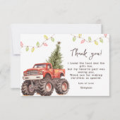 Carte De Remerciements Jolis camions monstrueux de Noël (Devant)