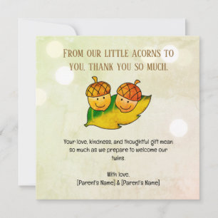 Carte De Remerciements Jolis jumeaux de l'acorn automnal Fête de bébé jum