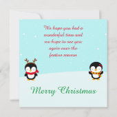 Carte De Remerciements Jolis manchots de Noël et arbre (Dos)
