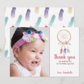 Carte De Remerciements Jote Aquarelle Dreamcatcher Anniversaire (Devant / Derrière)