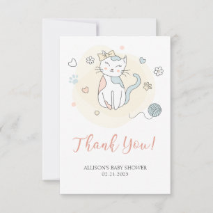 Carte De Remerciements Jouer petit Baby shower chaton