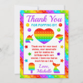 Carte De Remerciements Jouet Fidget Pop Arc-en-ciel pour Anniversaire (Devant)