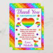 Carte De Remerciements Jouet Fidget Pop Arc-en-ciel pour Anniversaire (Devant / Derrière)