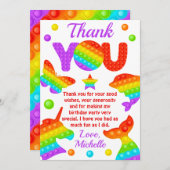 Carte De Remerciements Jouet Fidget Pop Arc-en-ciel pour fête d'anniversa (Devant / Derrière)