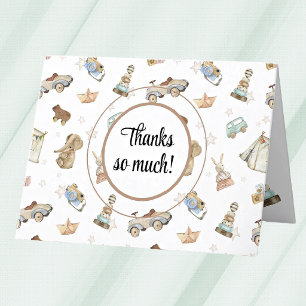 Carte De Remerciements Jouets en bois vintage personnalisés pour bébé