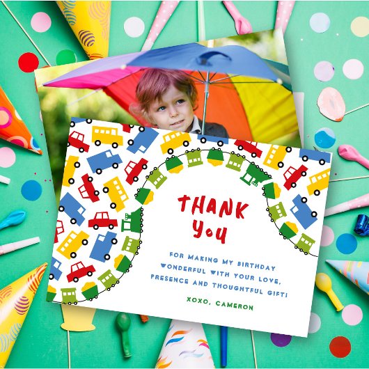 Carte De Remerciements Jouets pour garçons Amusement Transport Voiture Tr