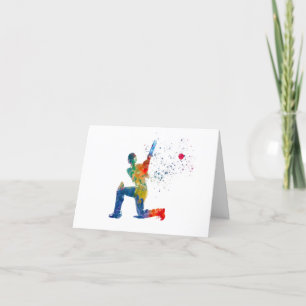 Carte De Remerciements Joueur de cricket en aquarelle