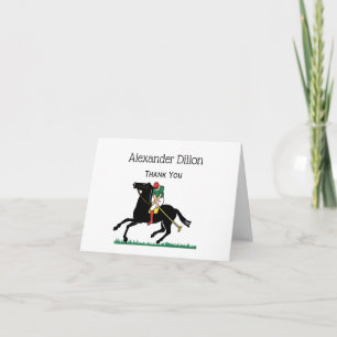 Carte De Remerciements Joueur de polo vintage sur cheval de polo