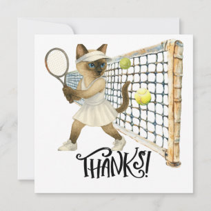 Carte De Remerciements Joueur de tennis sur le court pour amoureux de les