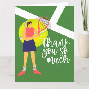 Carte De Remerciements Joueuse de tennis avec mot de remerciement