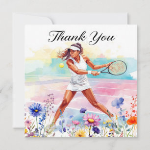 Carte De Remerciements Joueuse de tennis femme joue au tennis