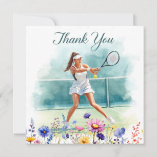 Carte De Remerciements Joueuse de tennis joue au tennis