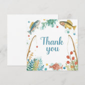Carte De Remerciements Jour d'anniversaire de pêche sur le thème du plais (Devant / Derrière)
