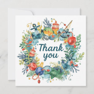 Carte De Remerciements Jour d'anniversaire de pêche sur le thème du plais