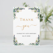 Carte De Remerciements Jour d'anniversaire eucalyptus verdure élégante (Debout devant)