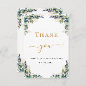 Carte De Remerciements Jour d'anniversaire eucalyptus verdure élégante (Devant / Derrière)