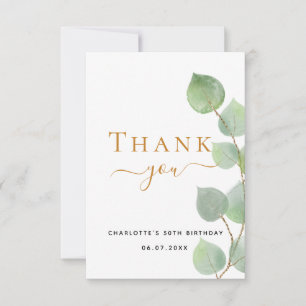 Carte De Remerciements Jour d'anniversaire eucalyptus verdure élégante