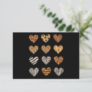 Carte De Remerciements Jour de la Saint-Valentin Cœur Léopard Mignon