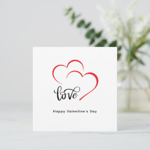 Carte De Remerciements Jour de la Saint-Valentin minimaliste noir rouge d