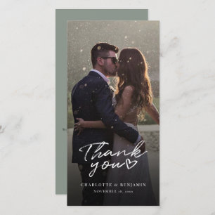 Carte De Remerciements Jour de mariage des couples mignons Script photo