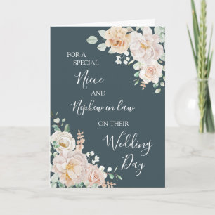 Carte De Remerciements Jour de Mariage Floral Vintage Belle Niece et Beau