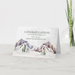 Carte De Remerciements Jour de mariage rustique en montagne pour le fils