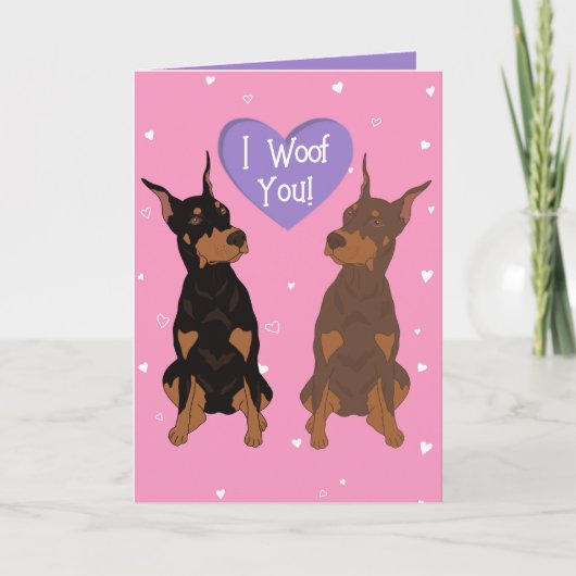 Carte De Remerciements Jour Doberman Pinscher Valentines (Devant)