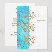 Carte De Remerciements Jour d'or et d'aquarelle (Devant / Derrière)