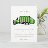 Carte De Remerciements Jour vert mignon Garbage Truck Enfants N'importe q (Debout devant)