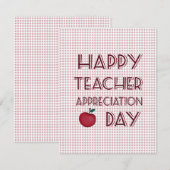Carte De Remerciements Journée d'appréciation de l'enseignant (Devant / Derrière)