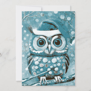 Carte De Remerciements Jours d'hiver de la chouette Turquoise vierge