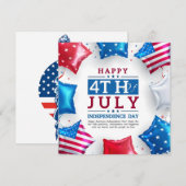 Carte De Remerciements Joyeuse fête 4 juillet l'indépendance (Devant / Derrière)