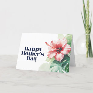 Carte De Remerciements Joyeuse fête des mères Hibiscus Aquarelle Tropical
