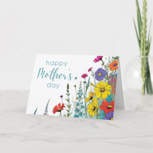 Carte De Remerciements Joyeuse fête des mères Jardin Fleur sauvage Vintag