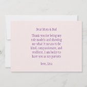 Carte De Remerciements Joyeuse Fête des Parents (Dos)