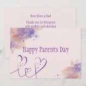 Carte De Remerciements Joyeuse Fête des Parents (Devant / Derrière)