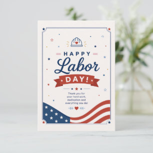 Carte De Remerciements Joyeuse fête du Travail pour le travail acharné
