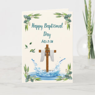 Carte De Remerciements Joyeuse journée baptismale - Actes 2:38
