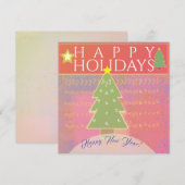 Carte De Remerciements "Joyeuses fêtes" Paix, Bonne année de voeux (Devant / Derrière)