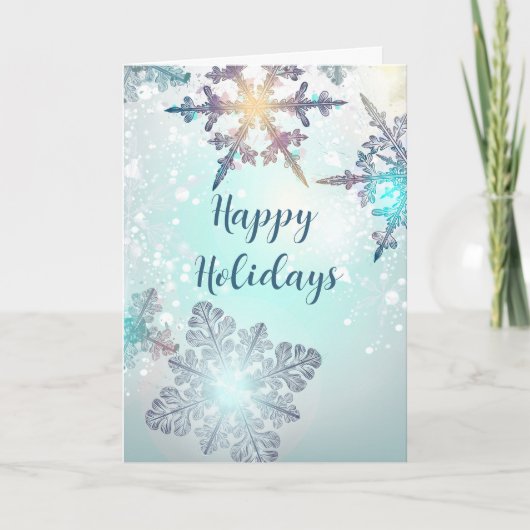 Carte De Remerciements Joyeuses vacances Ice Blue Snowflake (Devant)