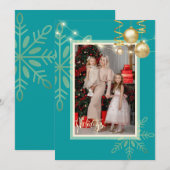 Carte De Remerciements Joyeuses vacances Mor de Noël, ornements, photo (Devant / Derrière)