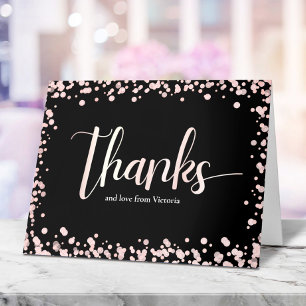 Carte De Remerciements Joyeux 16 ans Black Pink Rose Gold Paillettes Anni