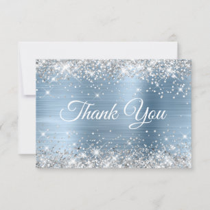 Carte De Remerciements Joyeux 40e anniversaire paillettes argentées sur f